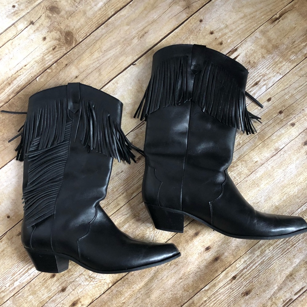 Oak Tree Farms Black Fringe Boots